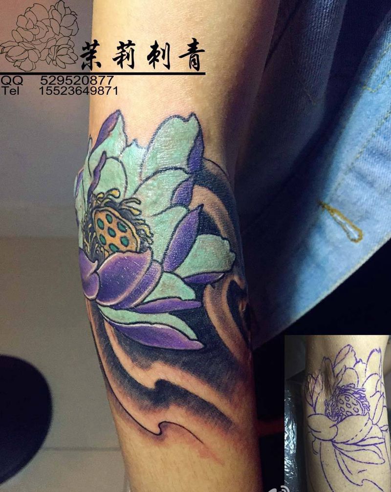 疤痕遮盖纹身图片_成品手臂传统静物植物纹身图案