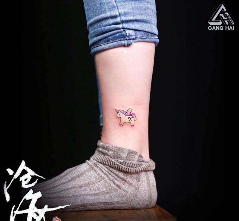 可爱的独角兽纹身图片