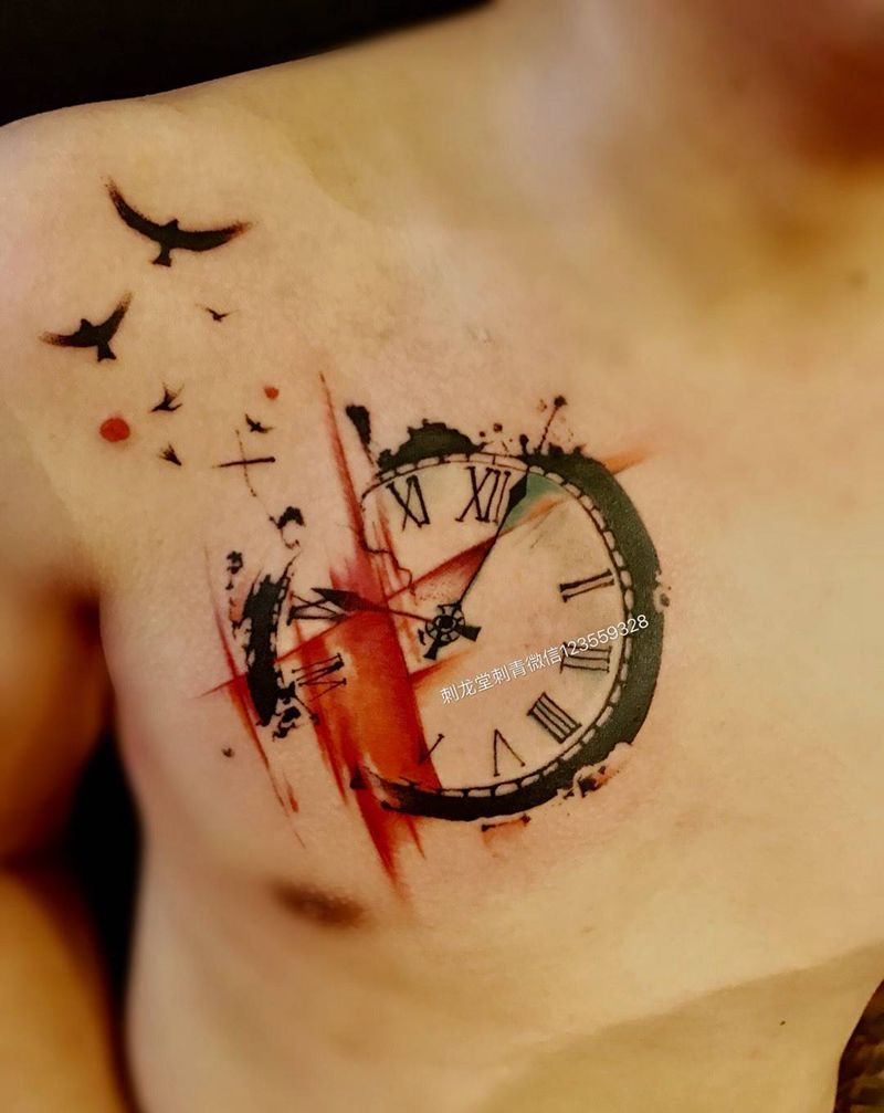 胸花未完成纹身图片