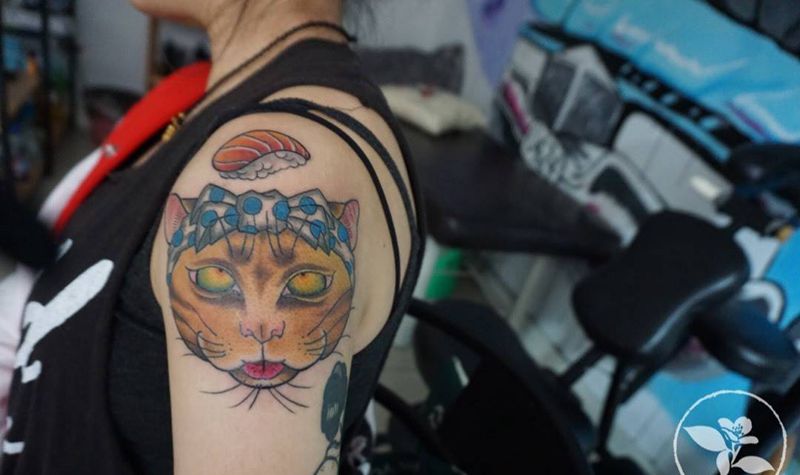 日式猫咪纹身图片