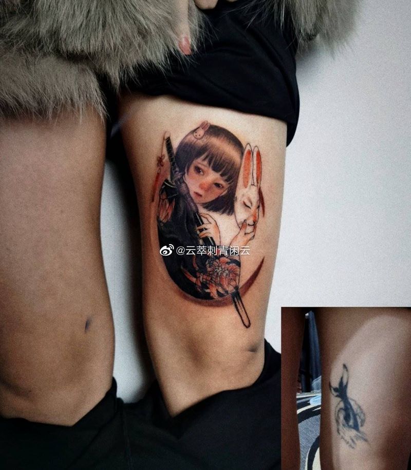 遮盖纹身图片_腿部纹身图案