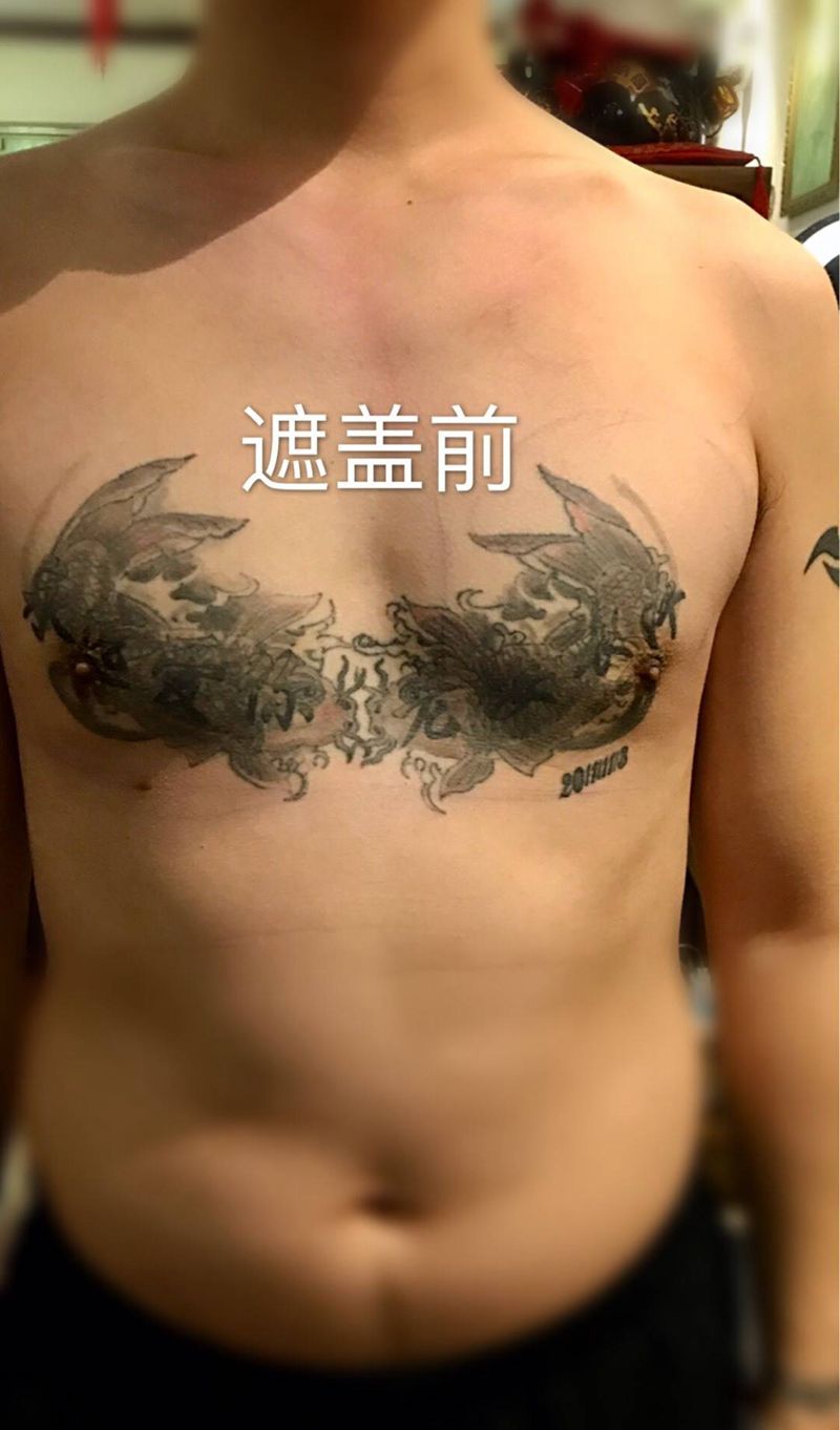 遮盖纹身图片_人物鬼神传统胸部成品国画静物原创手稿插画纹身图案