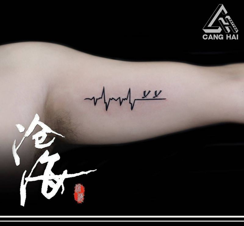 心电图纹身图片