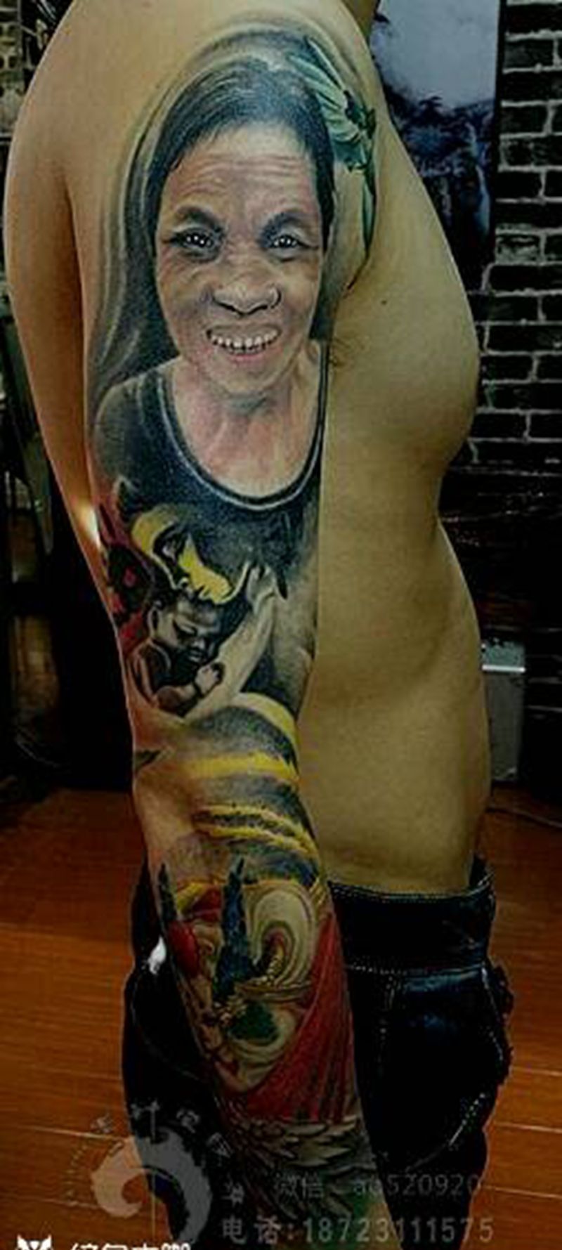 肖像花臂纹身图片