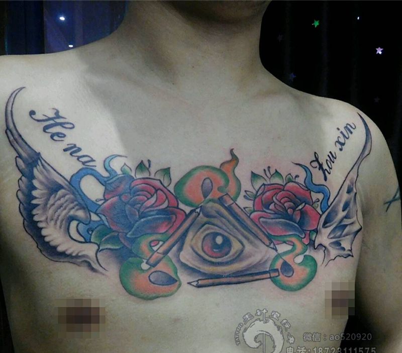 欧美花胸遮盖旧纹身纹身图片