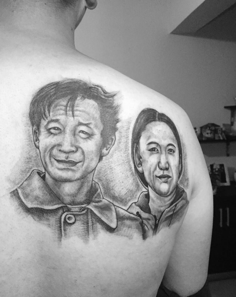 肖像纹身纹身图片_成品背部肖像人物纹身图案