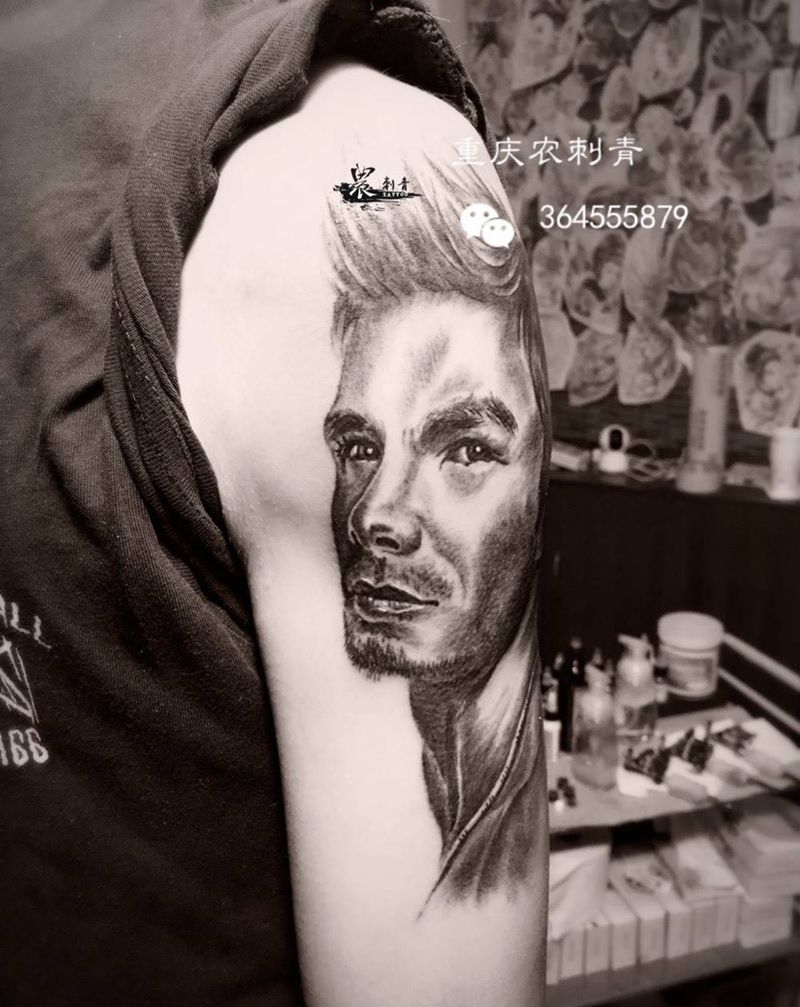 小贝纹身图片_手臂肖像欧美写实人物纹身图案