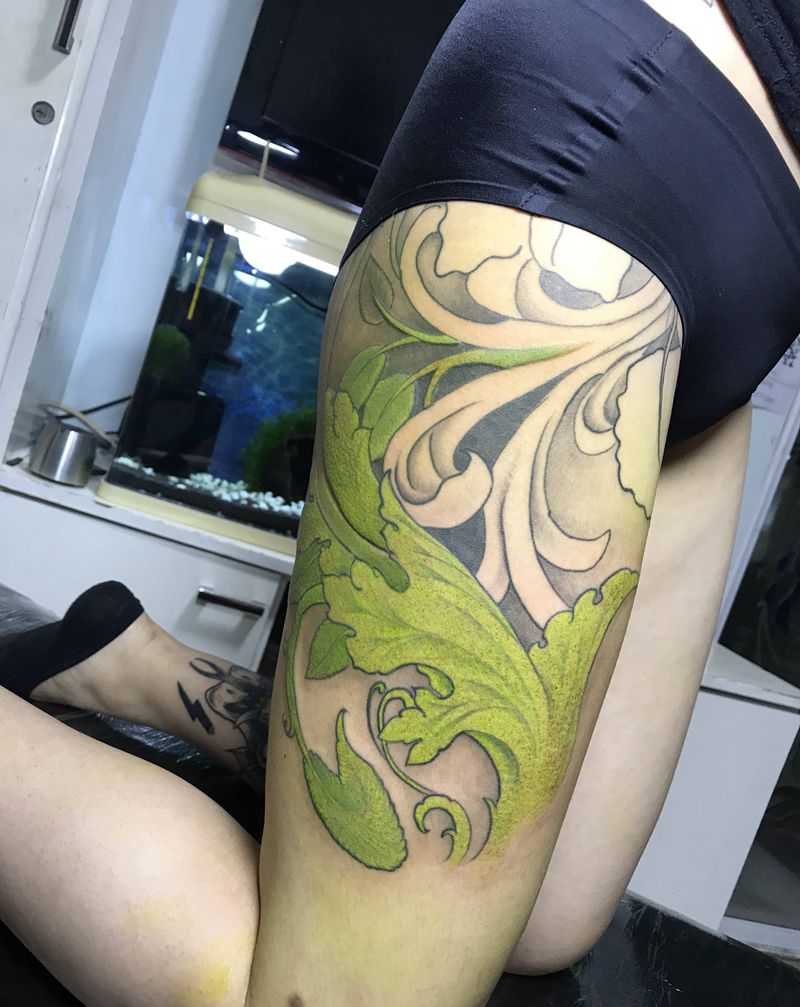 待续纹身图片_腿部纹身图案