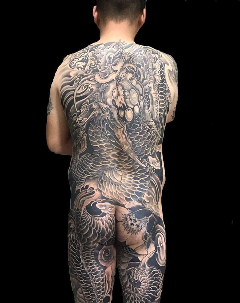 遮盖纹身图片_背部纹身图案