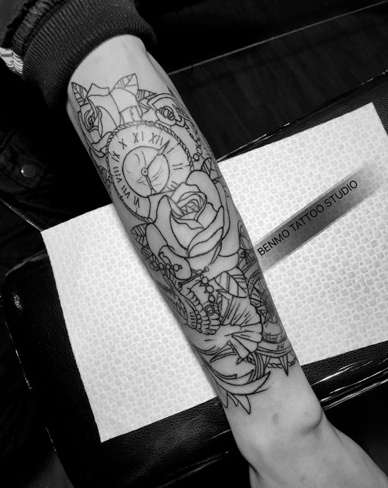 newschool 线条纹身图片_手臂纹身图案