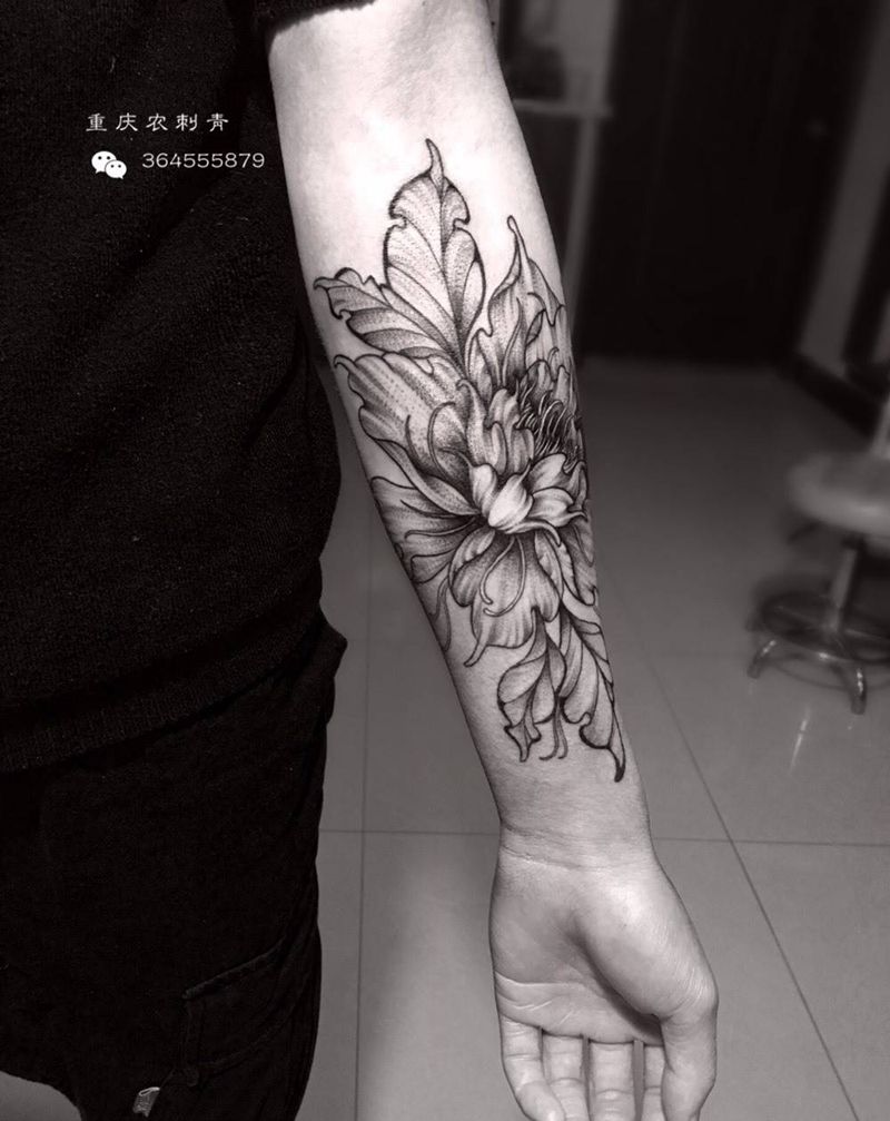 富贵牡丹纹身图片_手臂手部花纹身图案
