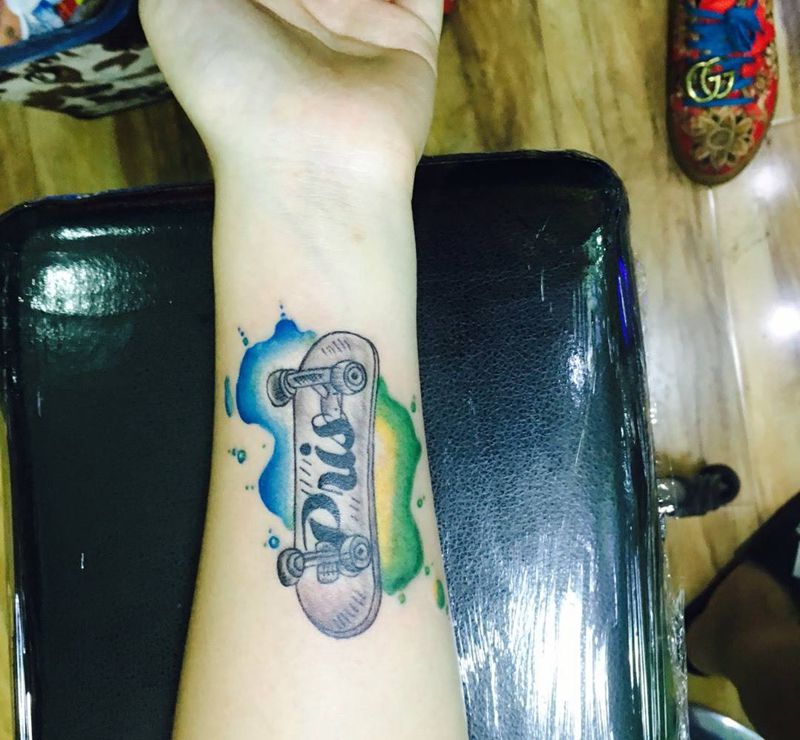 小臂滑板纹身纹身图片