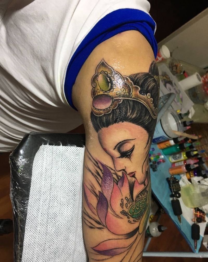 观音纹身图片_手臂人物纹身图案