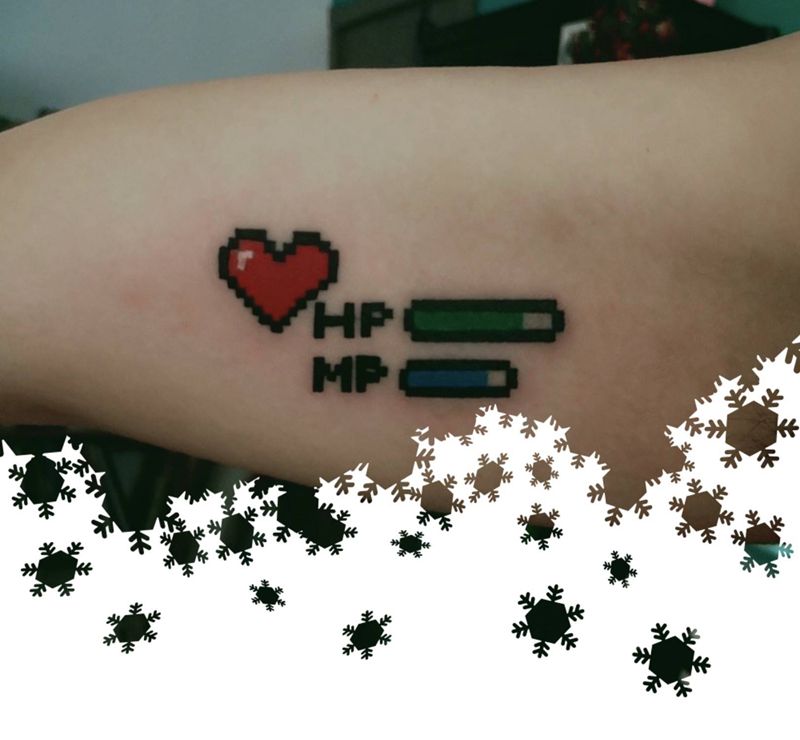 像素风纹身纹身图片_手臂纹身图案