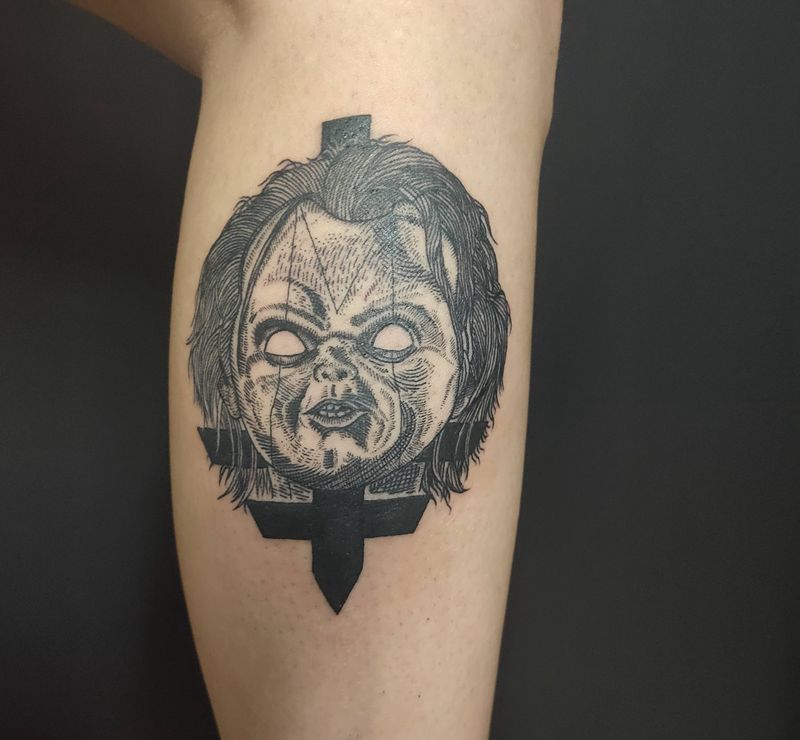 鬼娃回魂纹身图片_手部腿部线条纹身图案