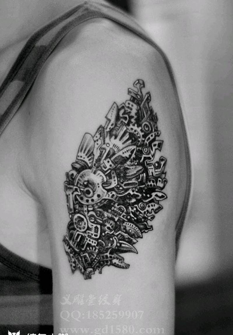 机械系列纹身图片_手臂几何重庆义雕堂刺青纹身图案
