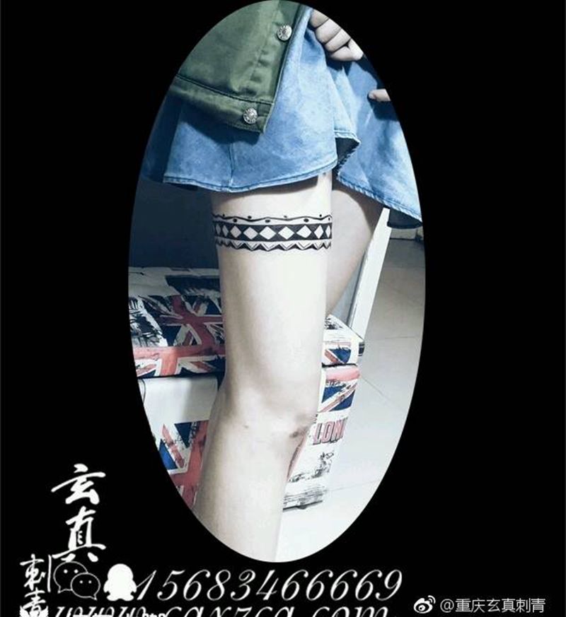 女士图腾纹身纹身图片_腿部欧美图腾成品纹身图案