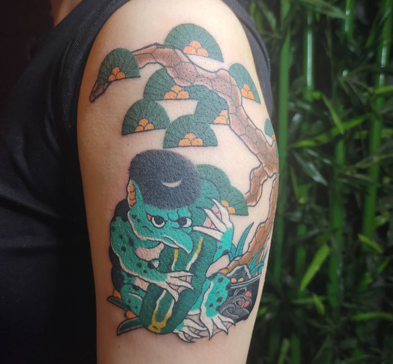 日式河童纹身图片_手部老传统纹身图案