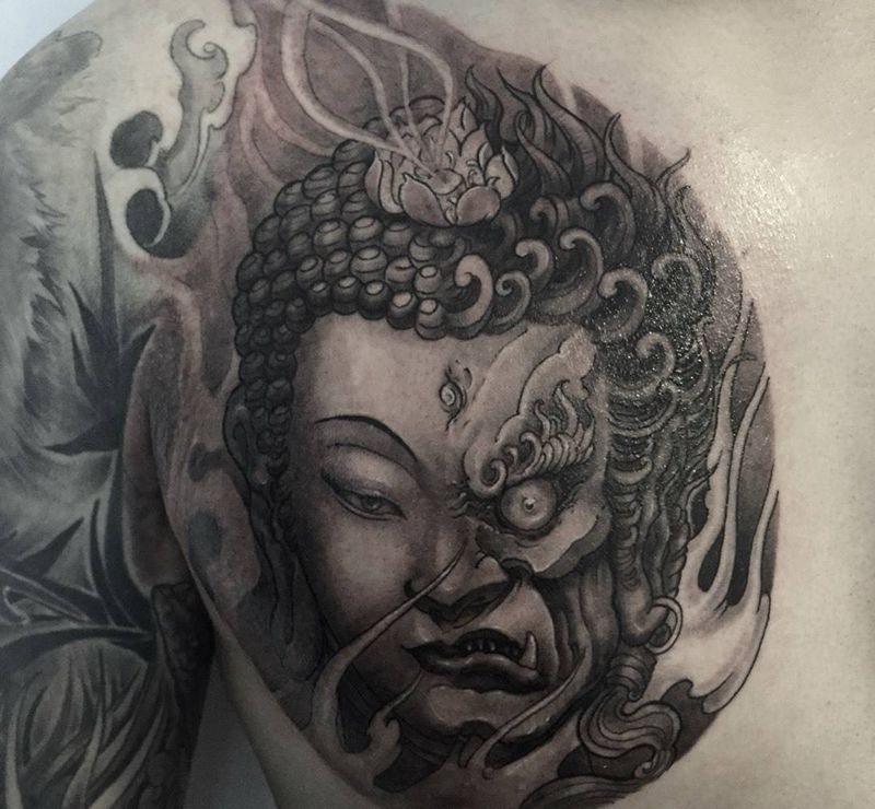 佛与魔纹身图片