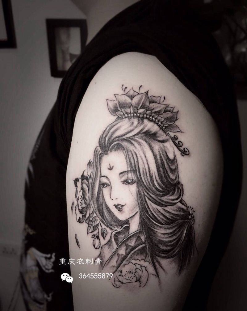 艺妓纹身图片_手臂人物纹身图案