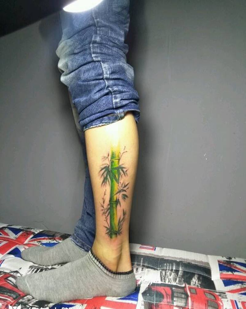 小腿竹子纹身纹身图片