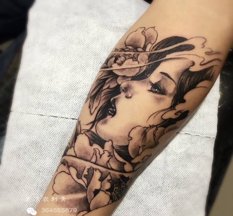 艺妓纹身图片_手臂手部新传统艺妓纹身图案