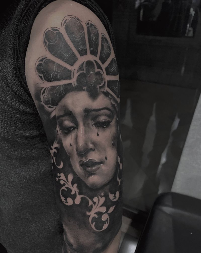 人物肖像纹身图片_手臂欧美写实纹身图案