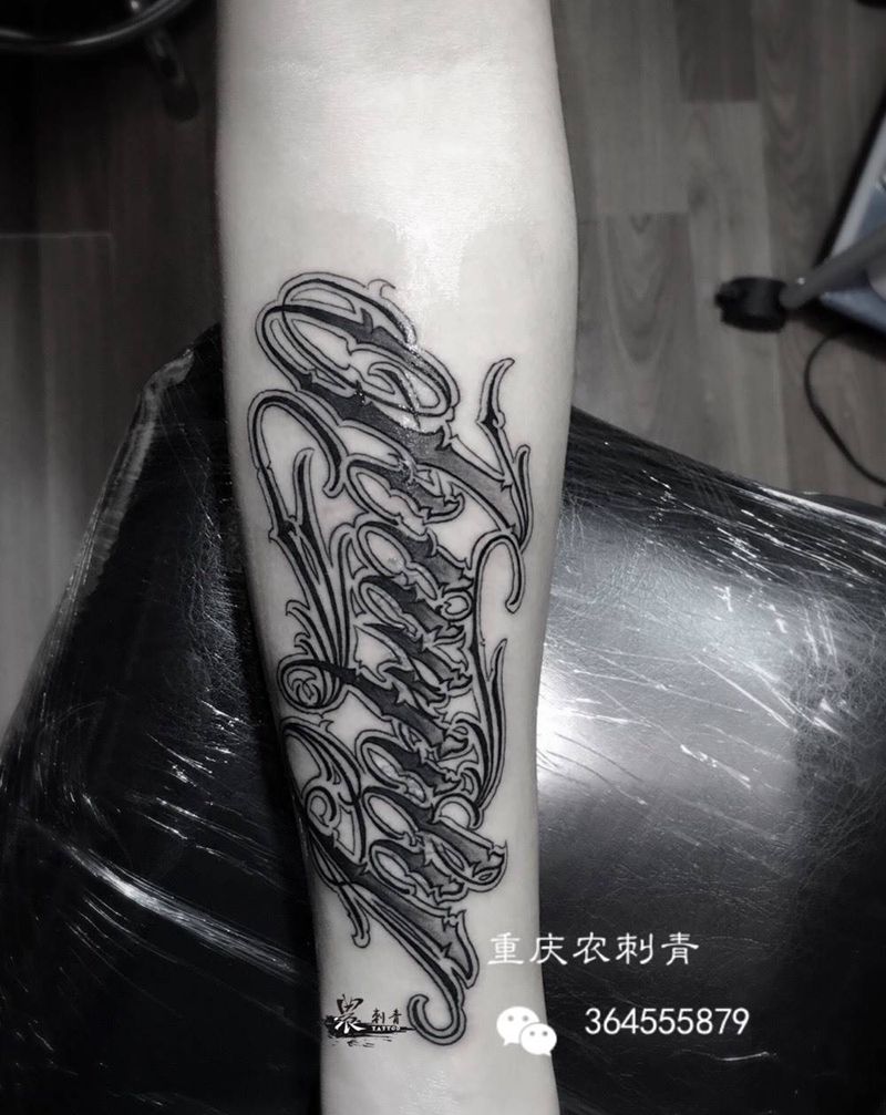 奇卡诺英文纹身图片_手部手臂欧美字符纹身图案
