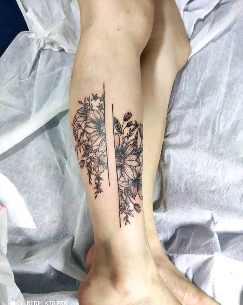 花纹身图片_脚部纹身图案