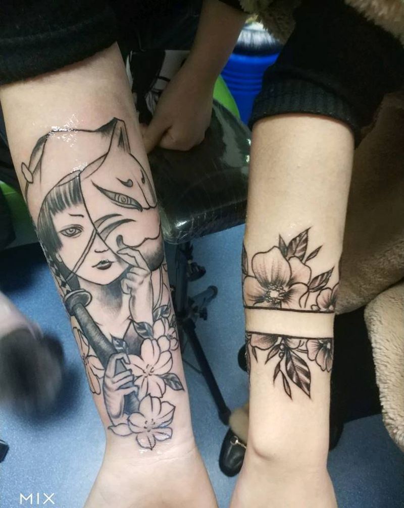 花纹身图片_素花纹身图案