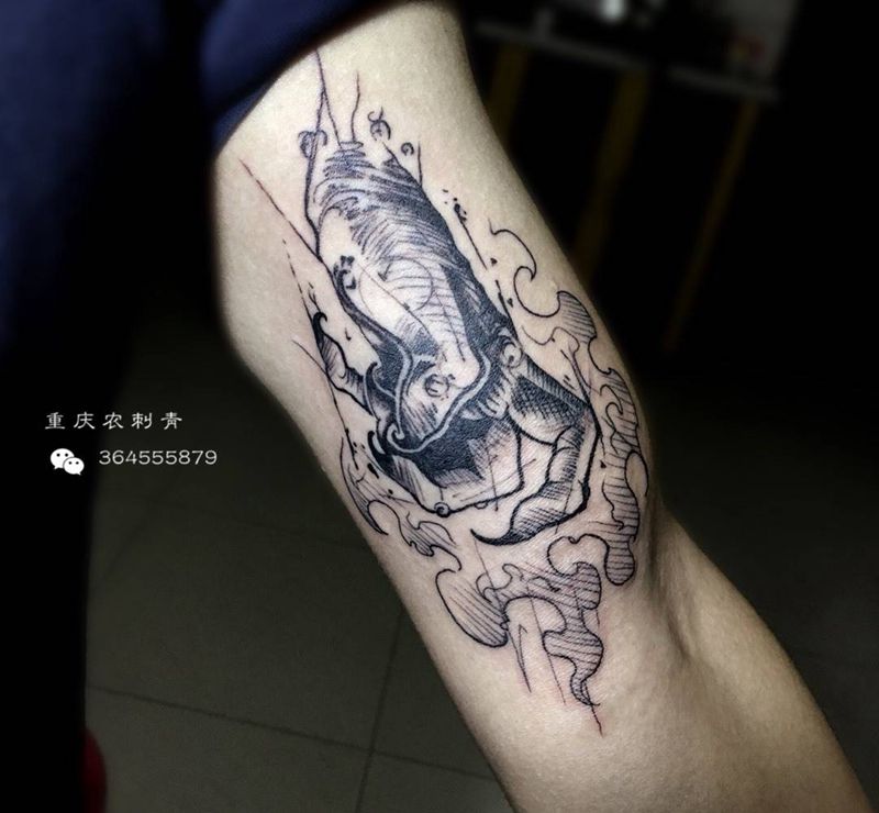 手纹身图片_手臂手部几何图腾手手爪纹身图案