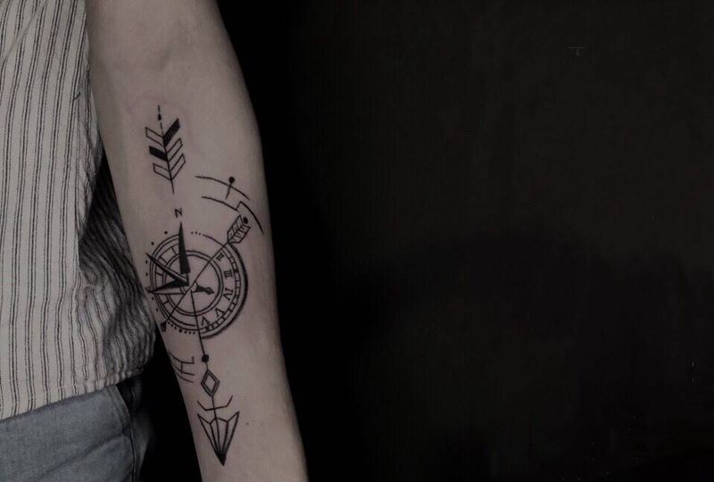 指南针纹身图片