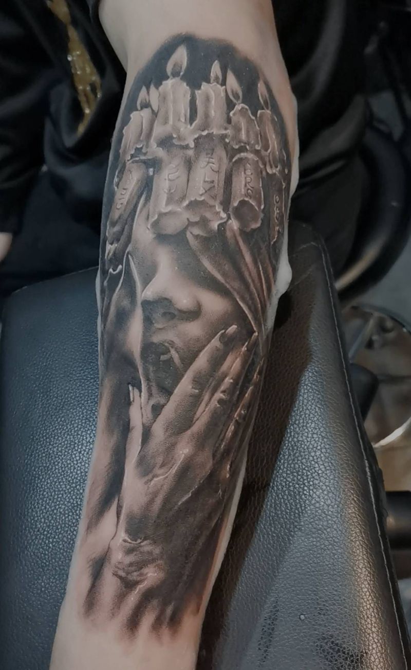 小臂纹身图片_手臂欧美写实纹身图案