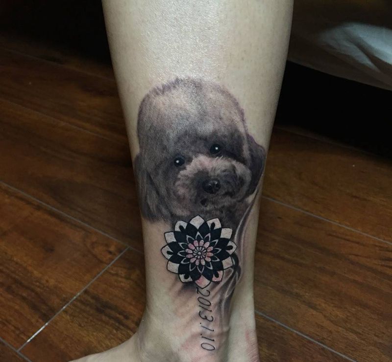 遮盖纹身图片_成品脚部写实清新人物几何植物动物纹身图案