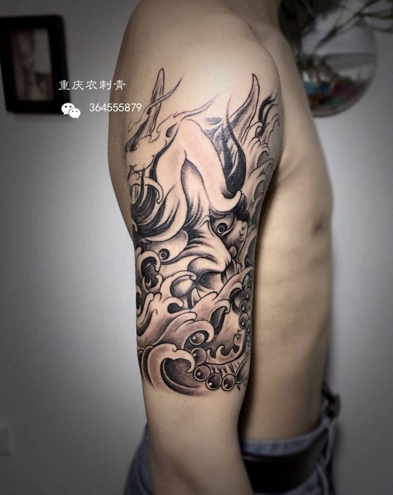 般若纹身图片_手臂传统鬼神纹身图案