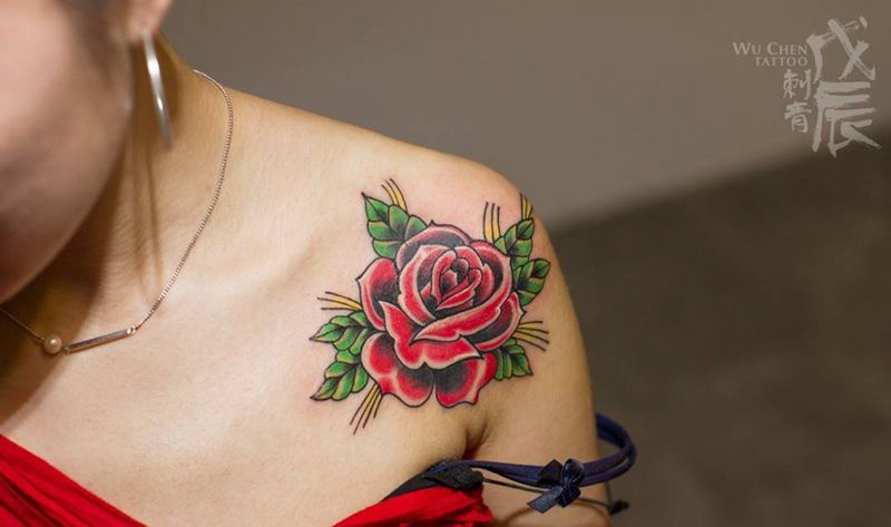 各种小情节纹身图片_成品肩部胸部腿部清新欧美小清新彩色英文设计字体纹身图案