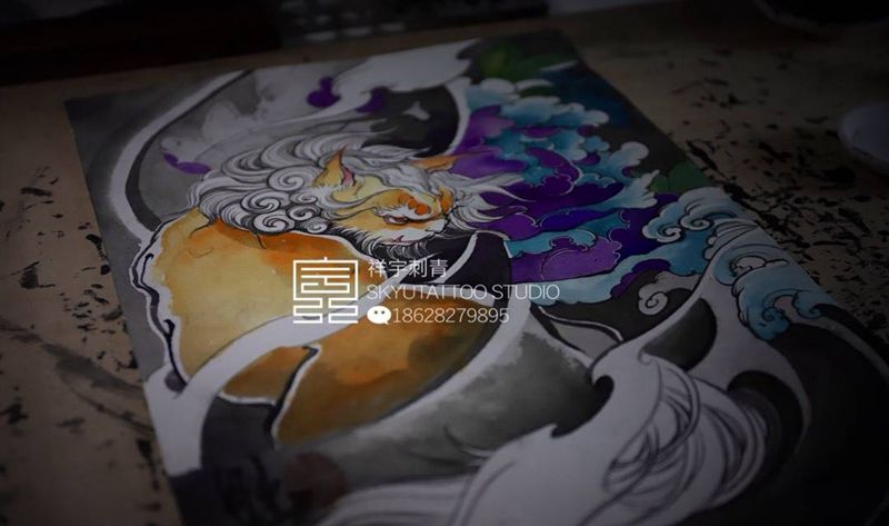 黄簿•【胐胐】纹身图片_手稿原创鬼神传统手臂腿部纹身图案