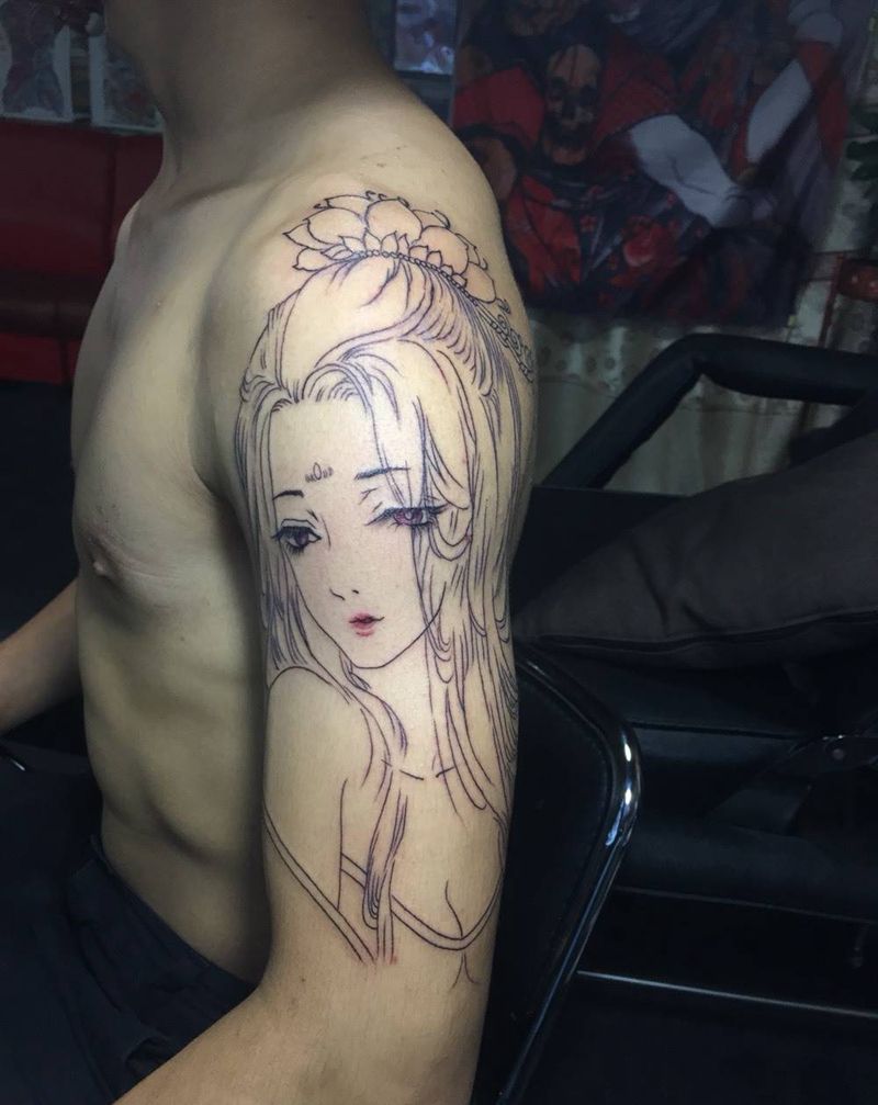 古装美女纹身图片