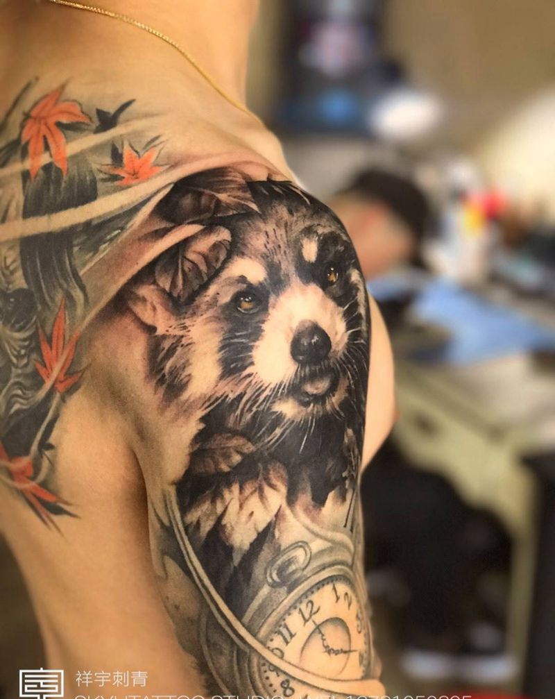 遮盖纹身图片_成品手臂写实原创动物纹身图案