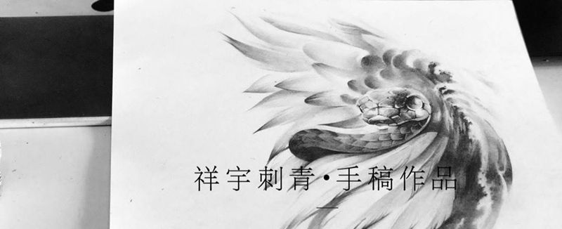 定制手稿设计纹身图片_手稿背部欧美写实动物原创纹身图案
