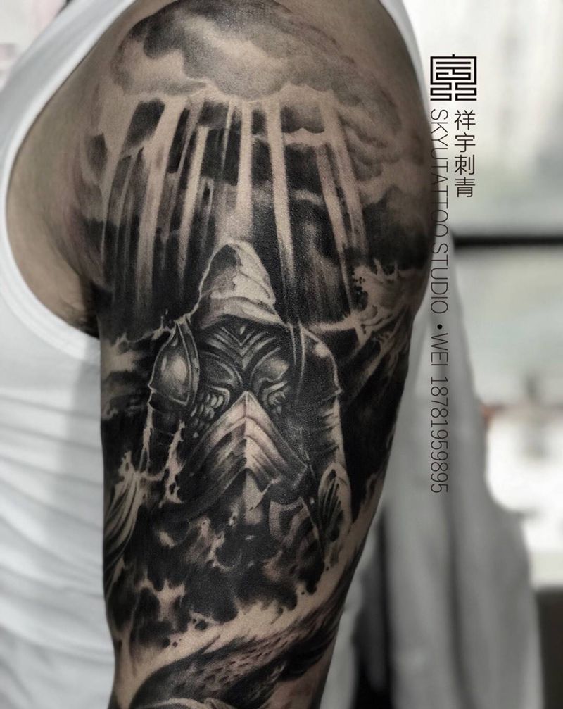 原创定制纹身纹身图片_成品手臂欧美写实原创人物纹身图案