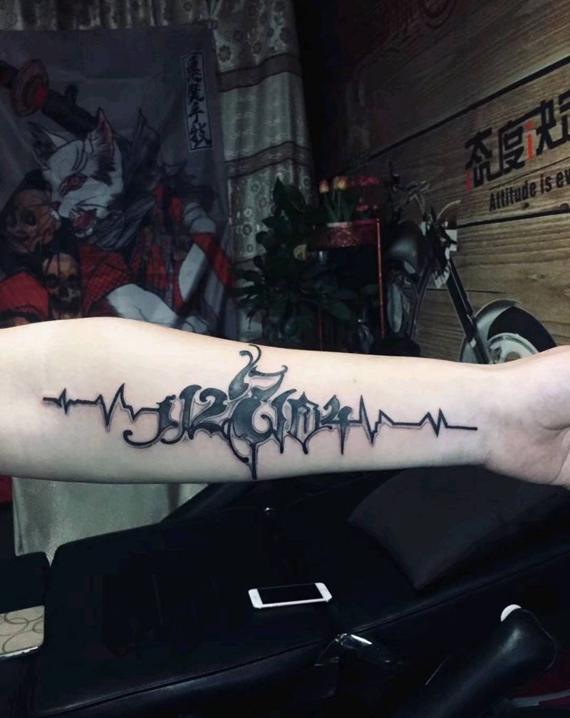 心电图纹身图片