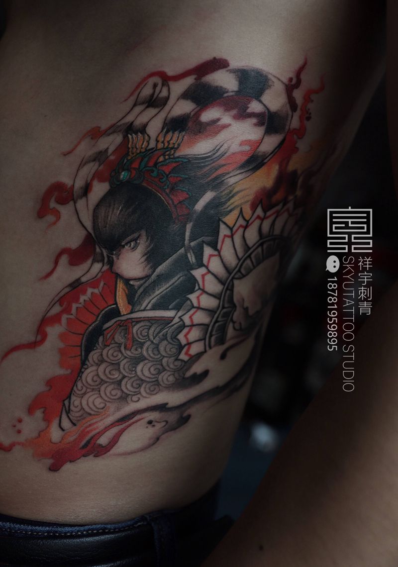 悟空纹身图片_腰部新传统纹身图案