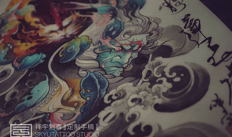 定制花臂手稿纹身图片_手臂新传统纹身图案