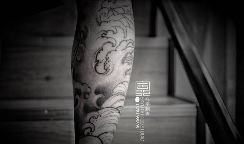 未完待续纹身图片_腿部新传统纹身图案