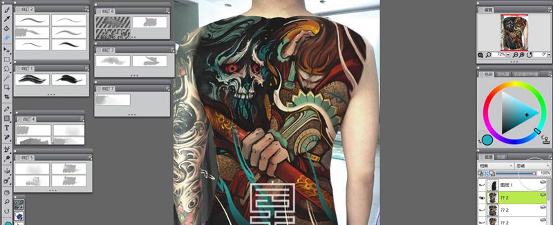 定制手稿纹身图片_背部新传统纹身图案