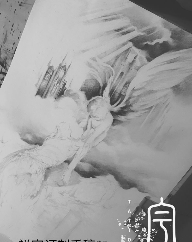 定制手稿设计纹身图片_手稿手臂欧美写实鬼神原创纹身图案