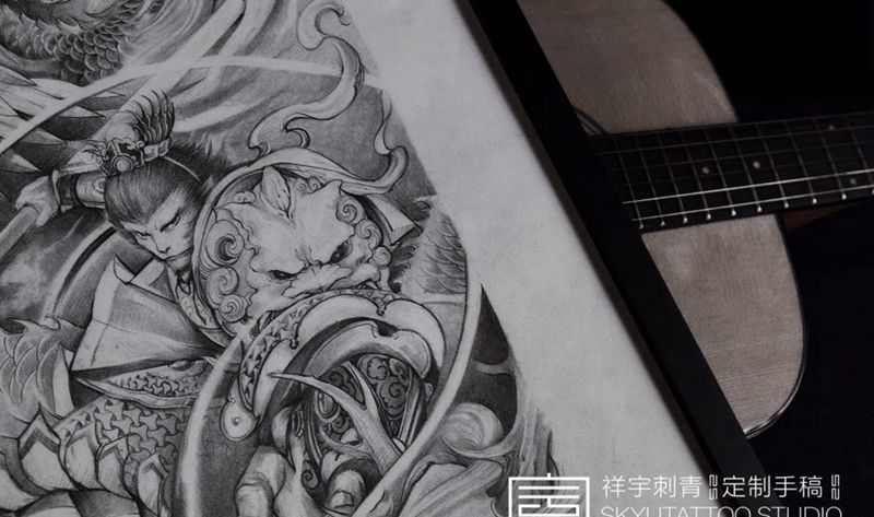 大圣龙凤图纹身图片_手臂新传统龙 凤 大圣纹身图案