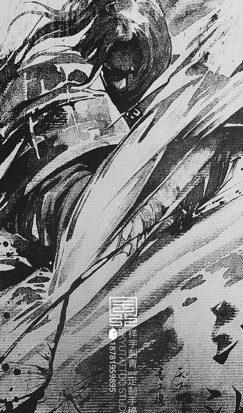 江湖纹身图片_手臂水墨武侠纹身图案