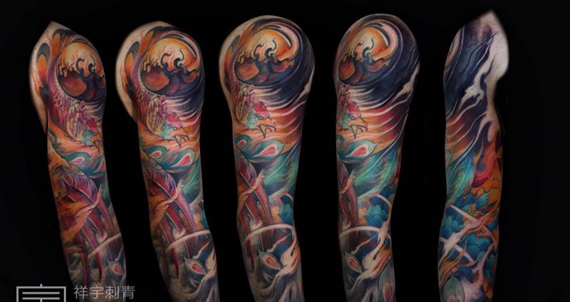 定制7分新传统纹身图片_手臂新传统纹身图案